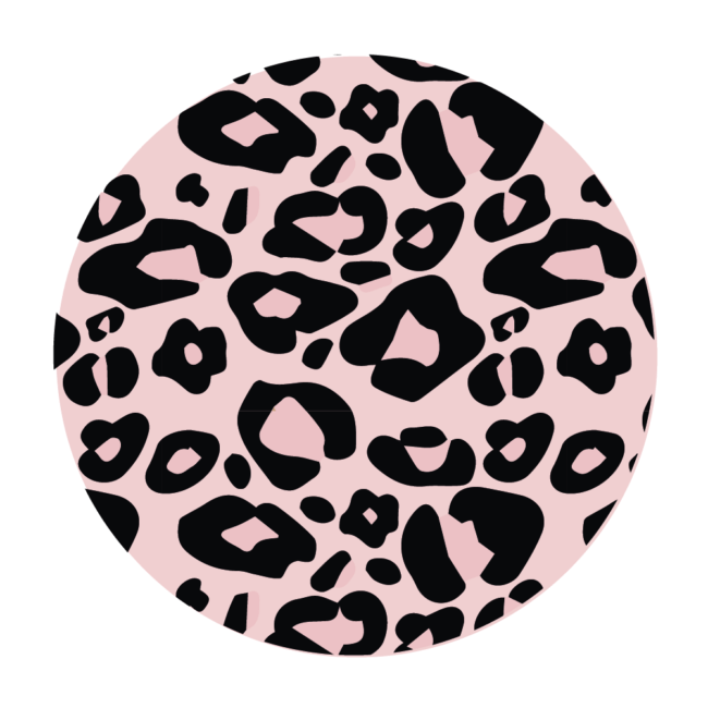Muurcirkel panterprint- Zwart/roze